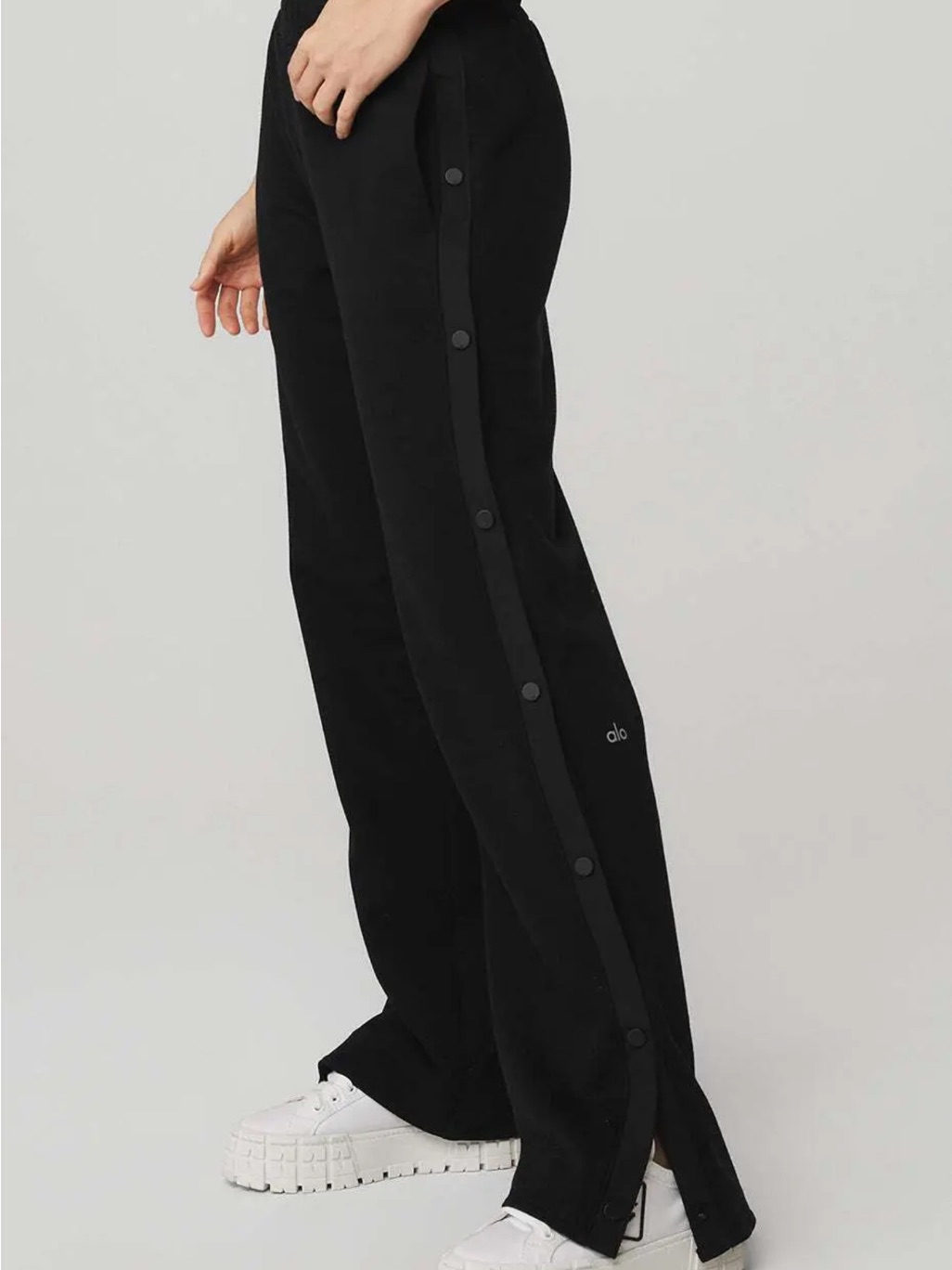 Alo Yoga Courtside Tearaway Black Snap Pants Sz Xs